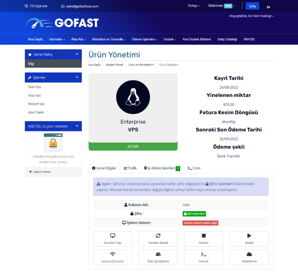 Plesk Panel Kurulumu